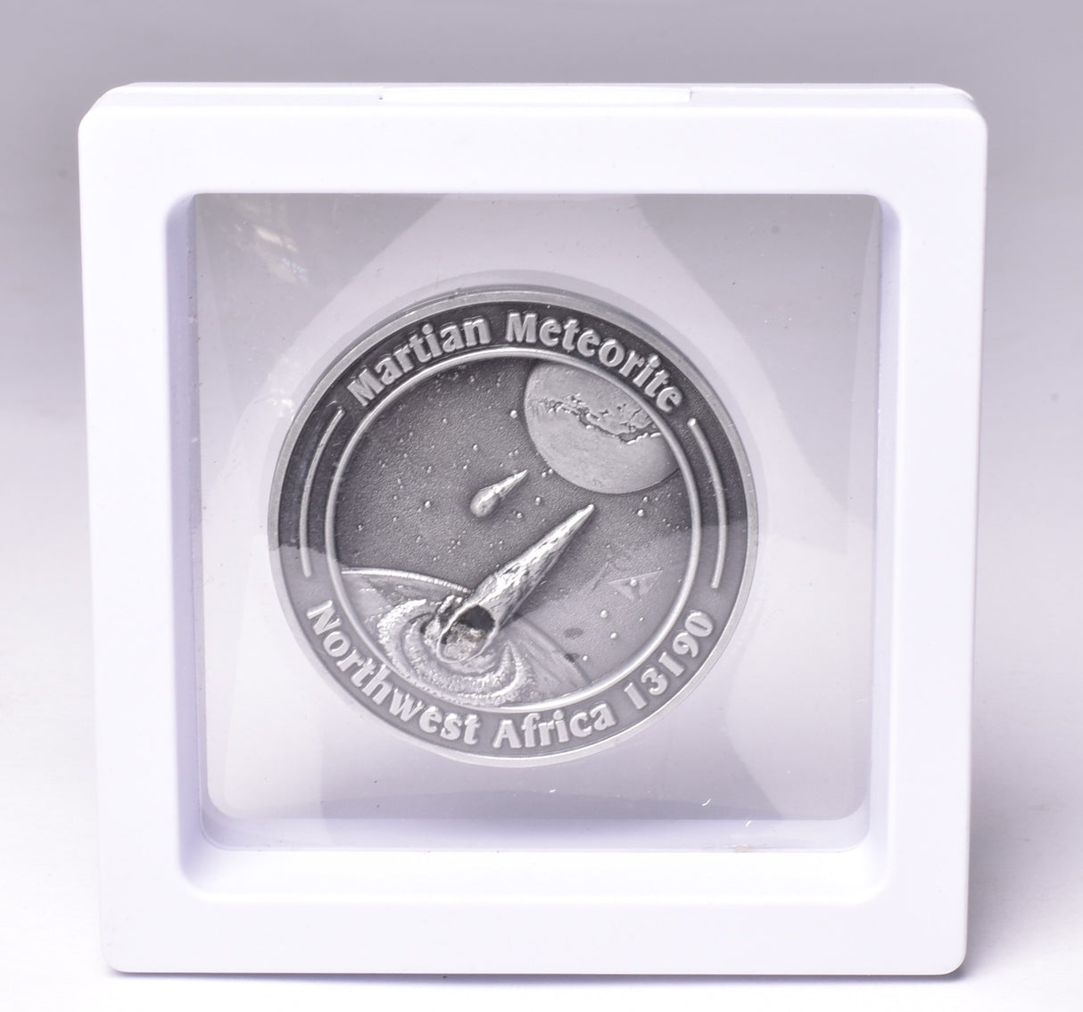 MARTIAN METEORITE in COLLECTORS COIN, NORTH WEST AFRICA 13190 MT232