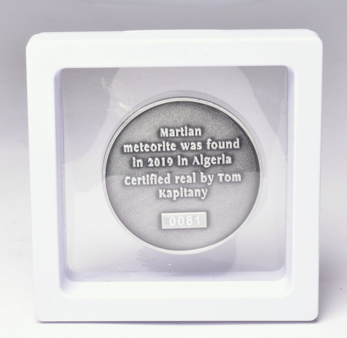 MARTIAN METEORITE in COLLECTORS COIN, NORTH WEST AFRICA 13190 MT232