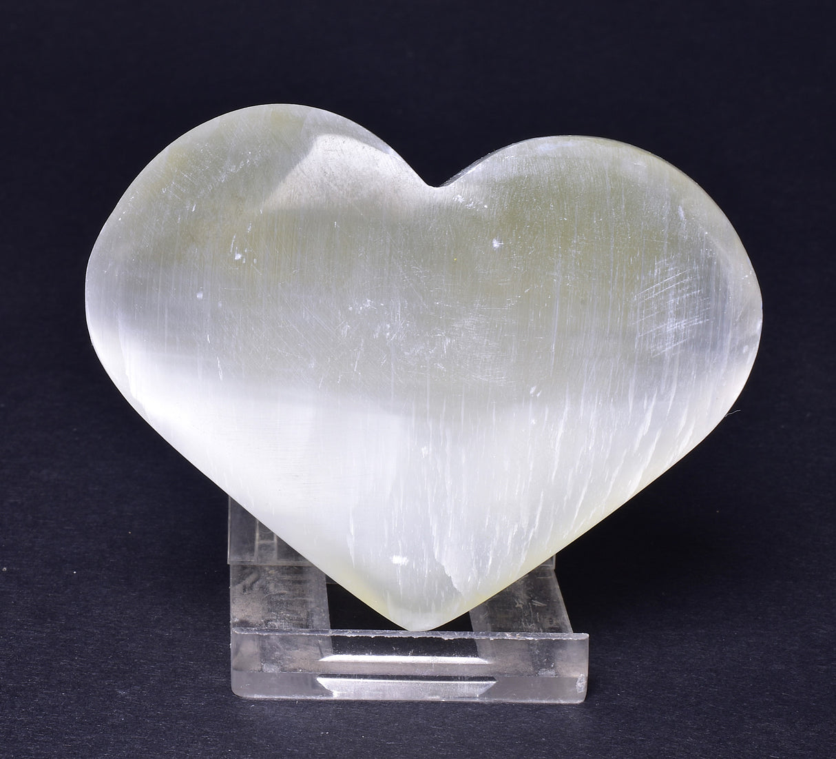 SELENITE PUFFY HEART with CARVED ANGEL WINGS P516