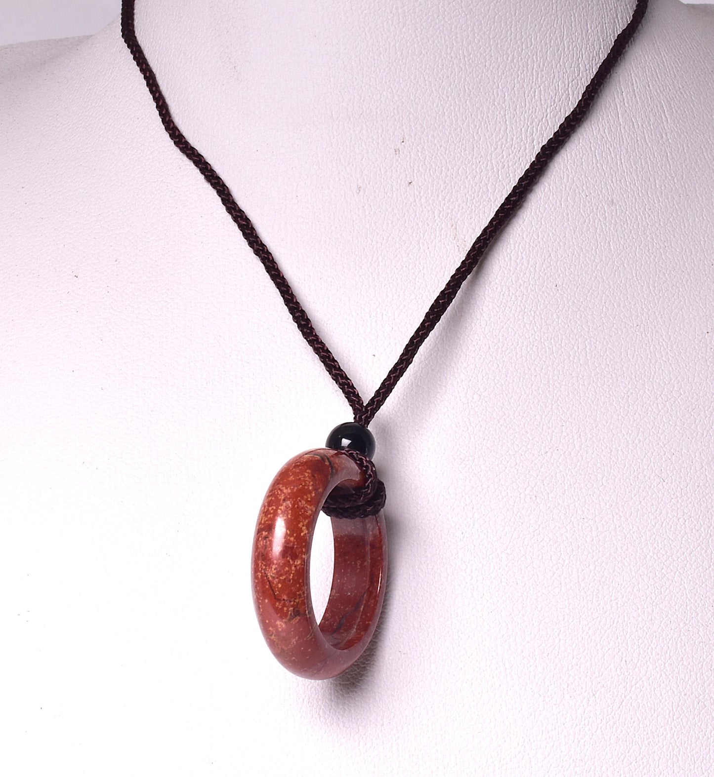 RED JASPER RING PENDANT ON CORD J237