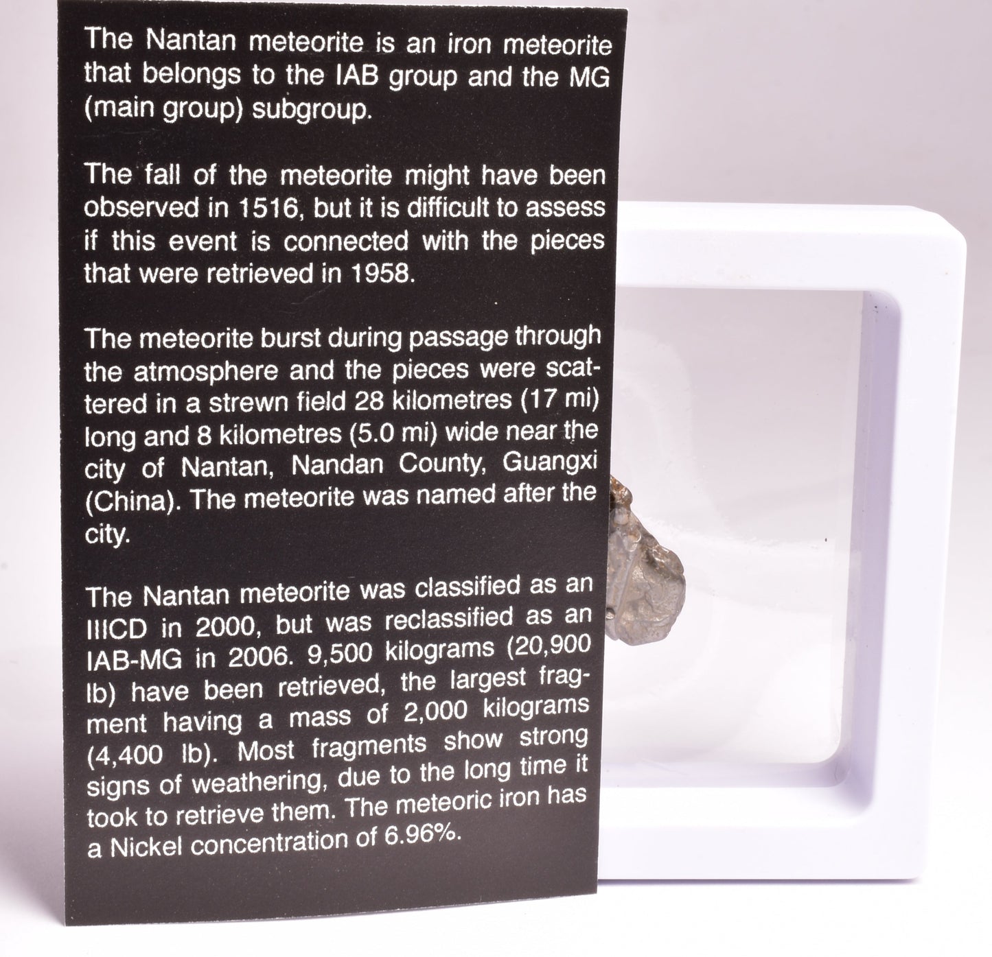 NANTAN NICKEL- IRON METEORITE, CHINA MT110