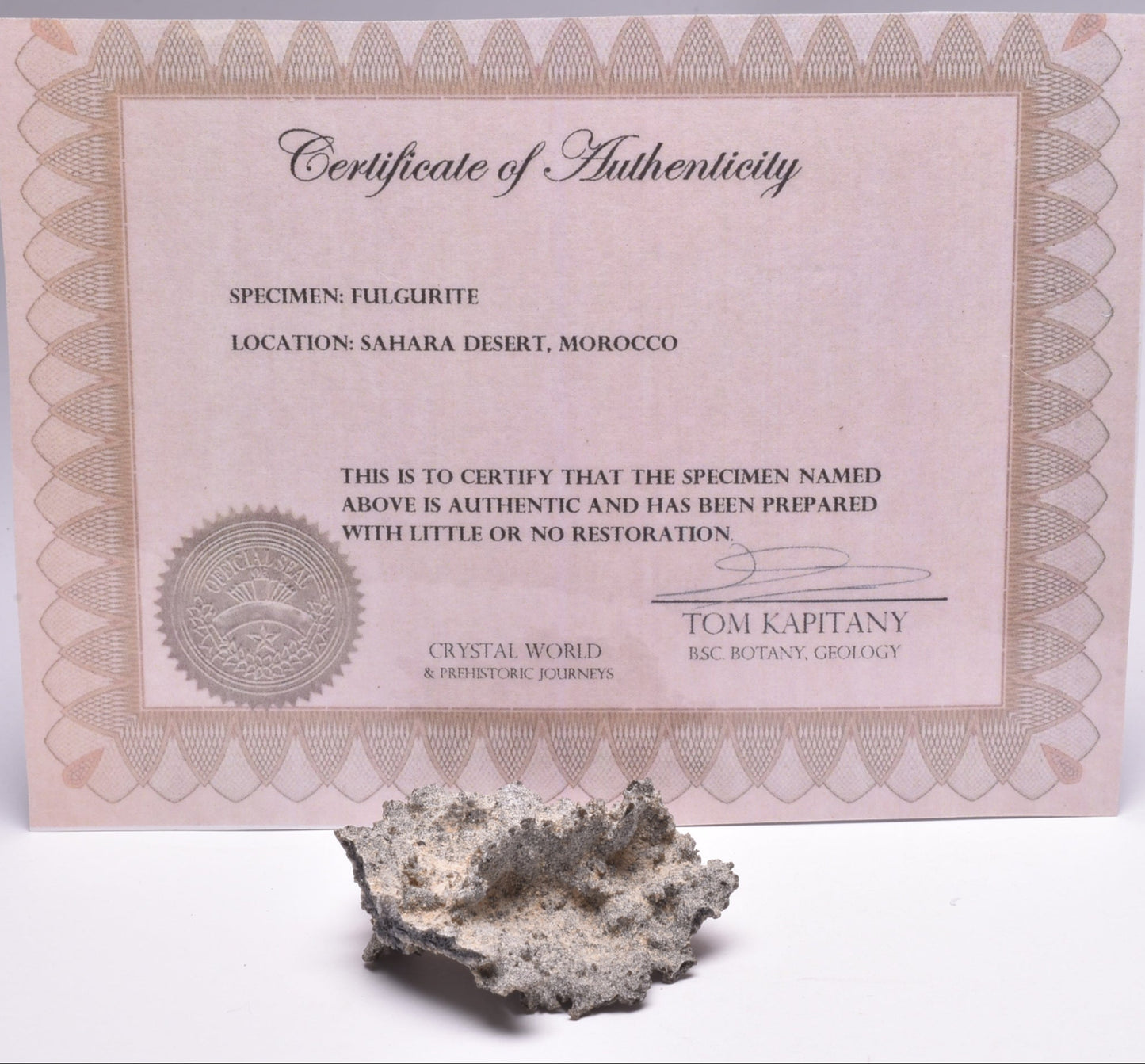 FULGURITE LIGHTNING STRIKE GLASS MOROCCO MT195