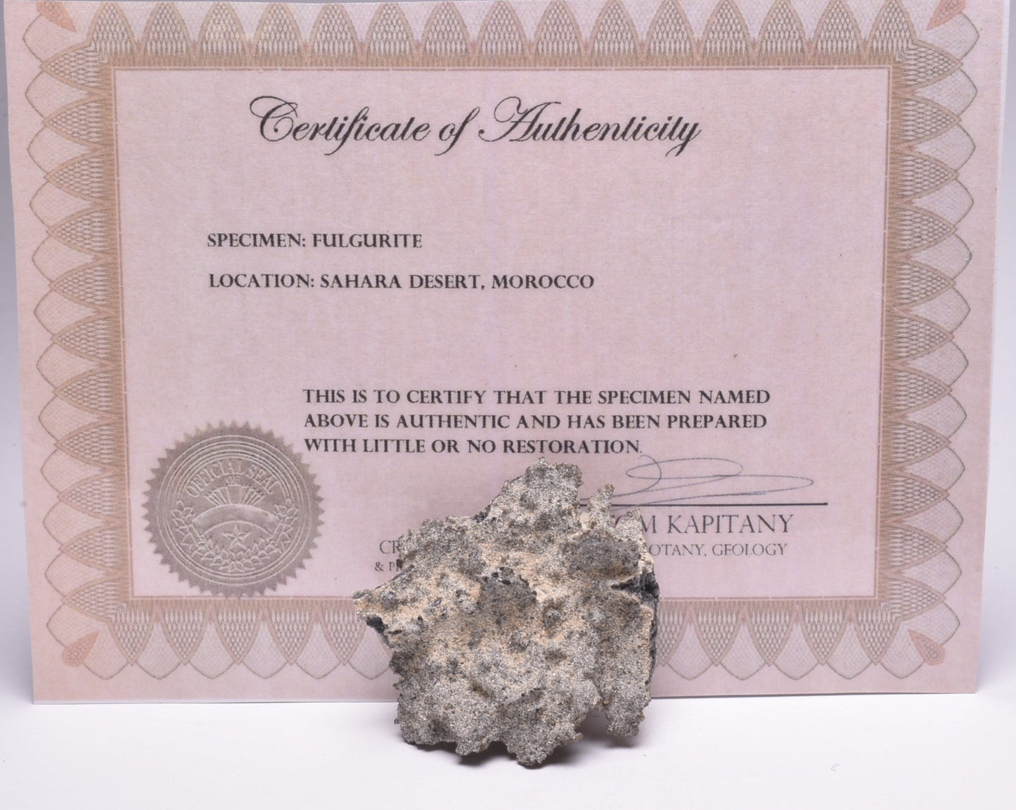 FULGURITE LIGHTNING STRIKE GLASS MOROCCO MT195