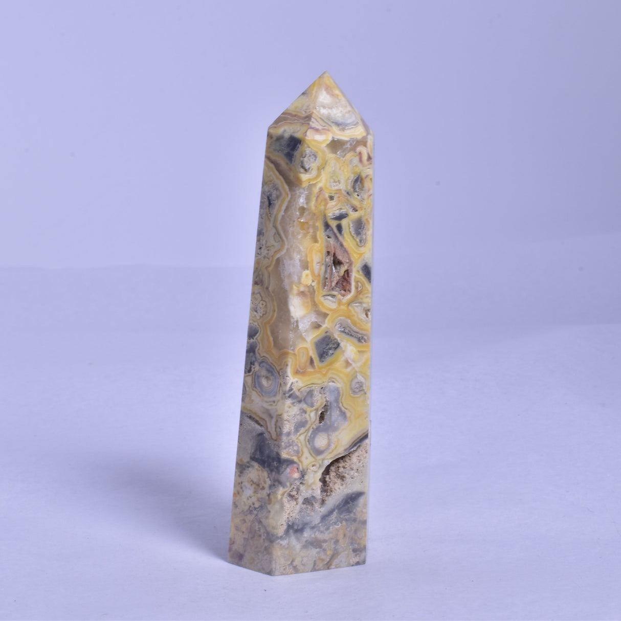 CRAZY LACE AGATE CRYSTAL 6 SIDED POINT GENERATOR P180