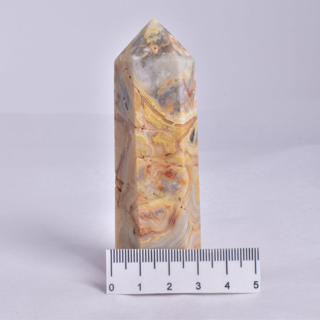 CRAZY LACE AGATE CRYSTAL 6 SIDED POINT GENERATOR P181