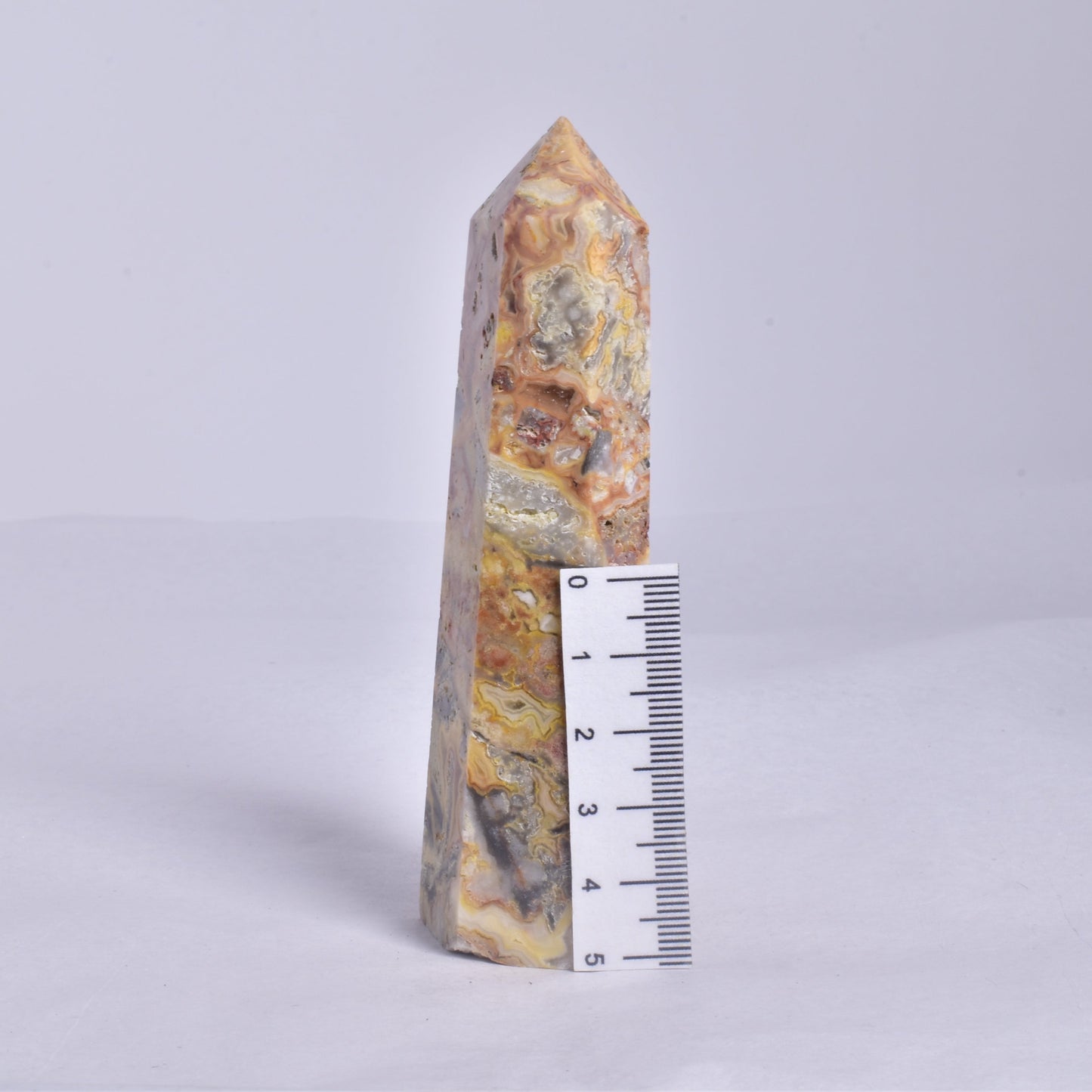 CRAZY LACE AGATE CRYSTAL 6 SIDED POINT GENERATOR P182
