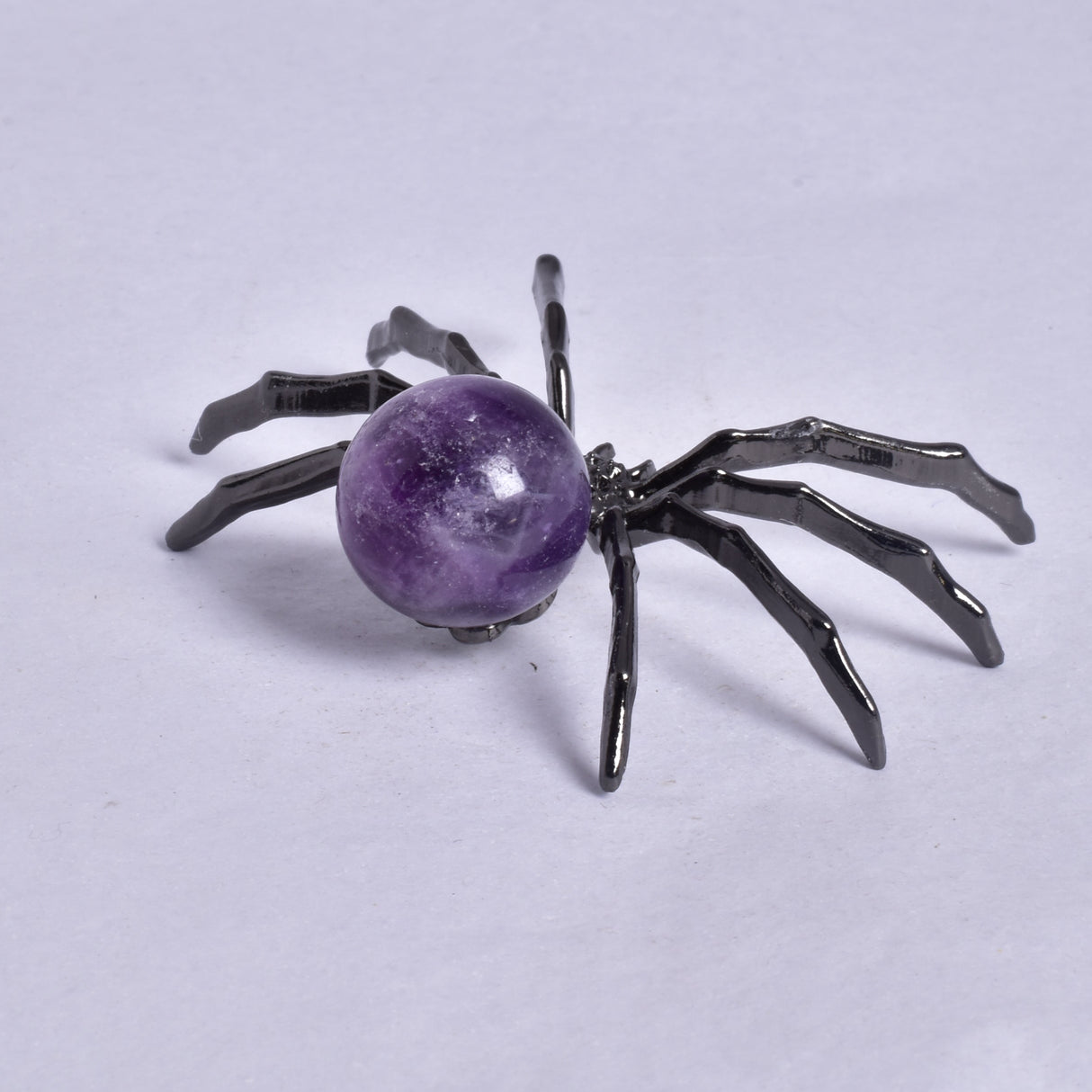 AMETHYST SPHERE ON METAL SPIDER P194