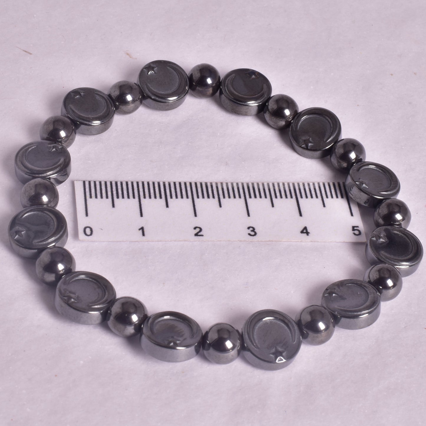 HEMATITE MOON STAR BEADED BRACELET J156