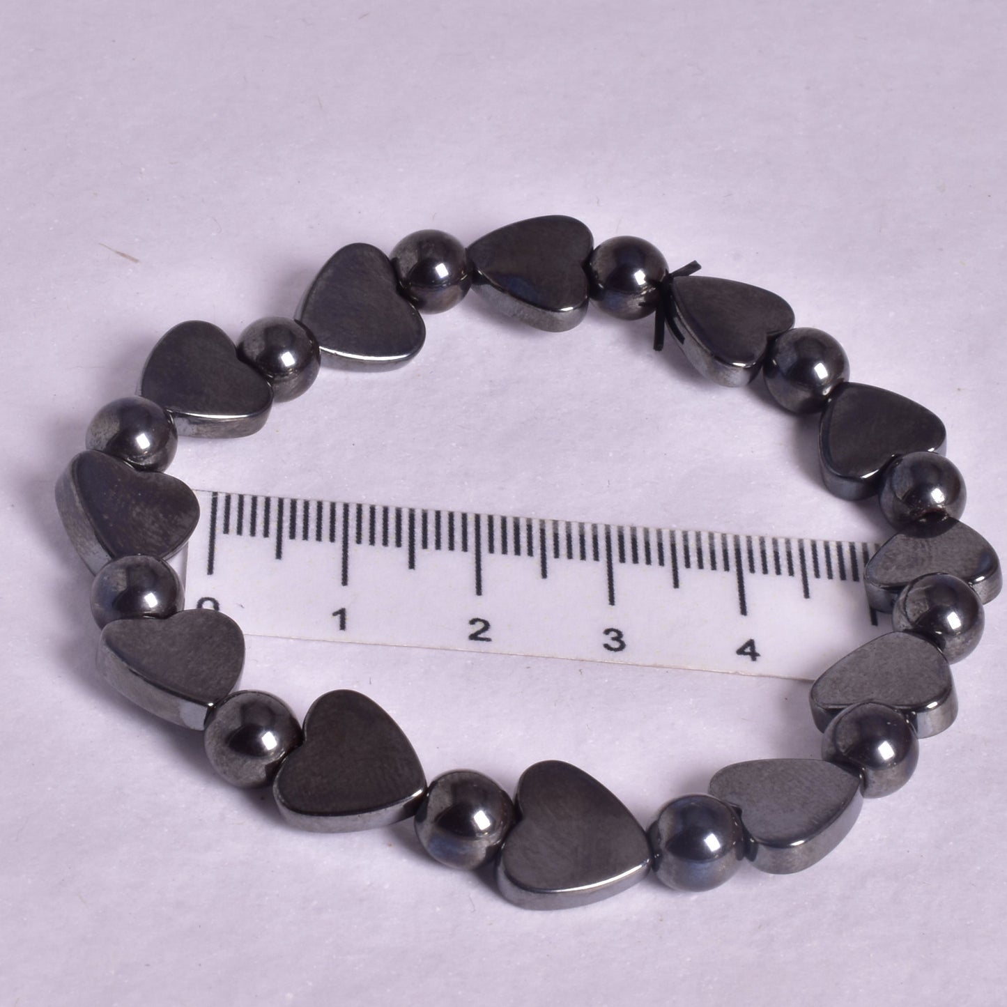 HEMATITE HEART BEADED BRACELET J157