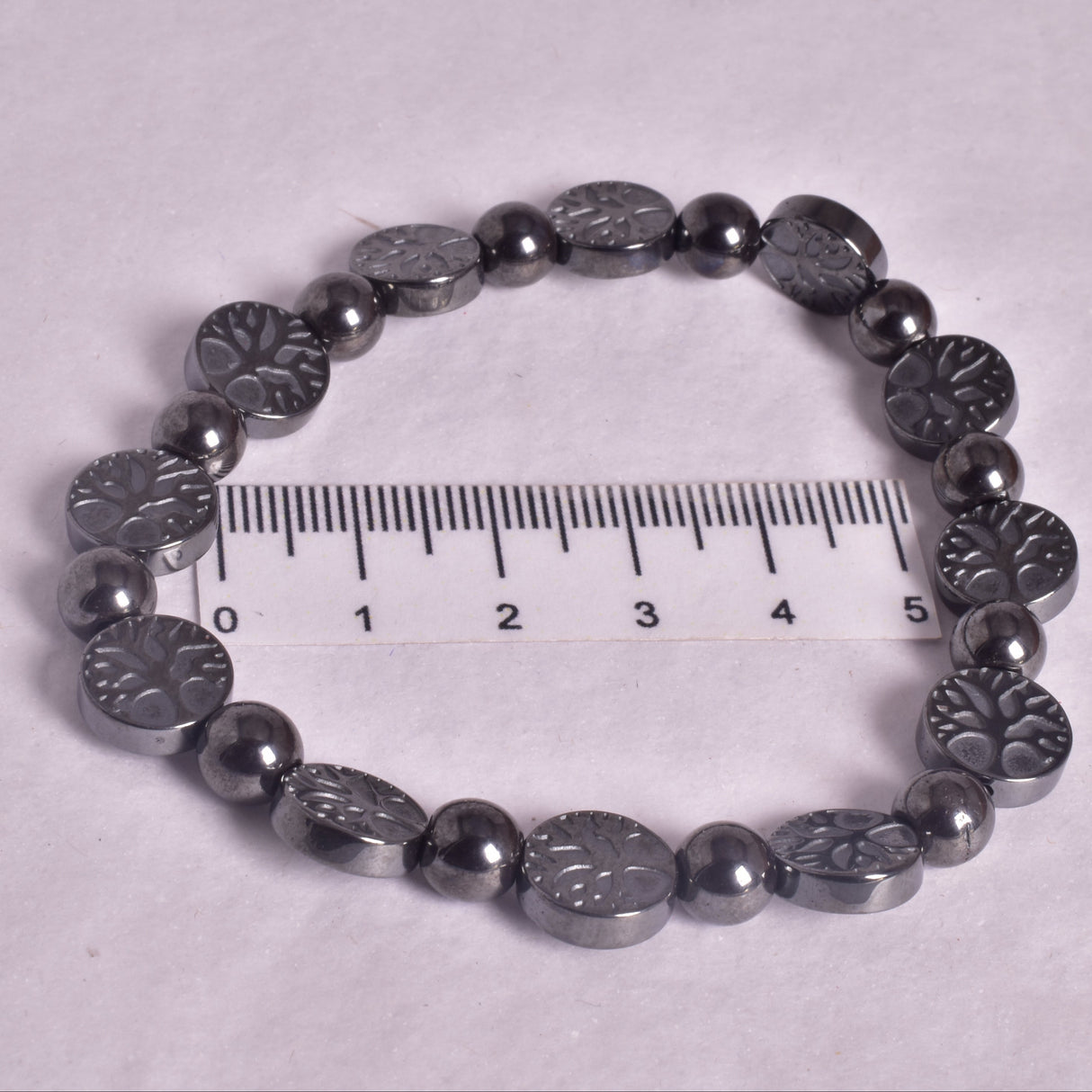 HEMATITE TREE OF LIFE BEADED BRACELET J158