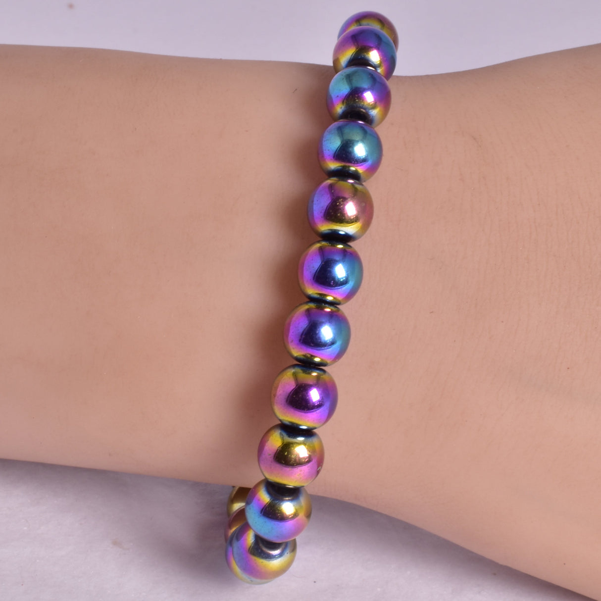 HEMATITE RAINBOW BEADED BRACELET J164