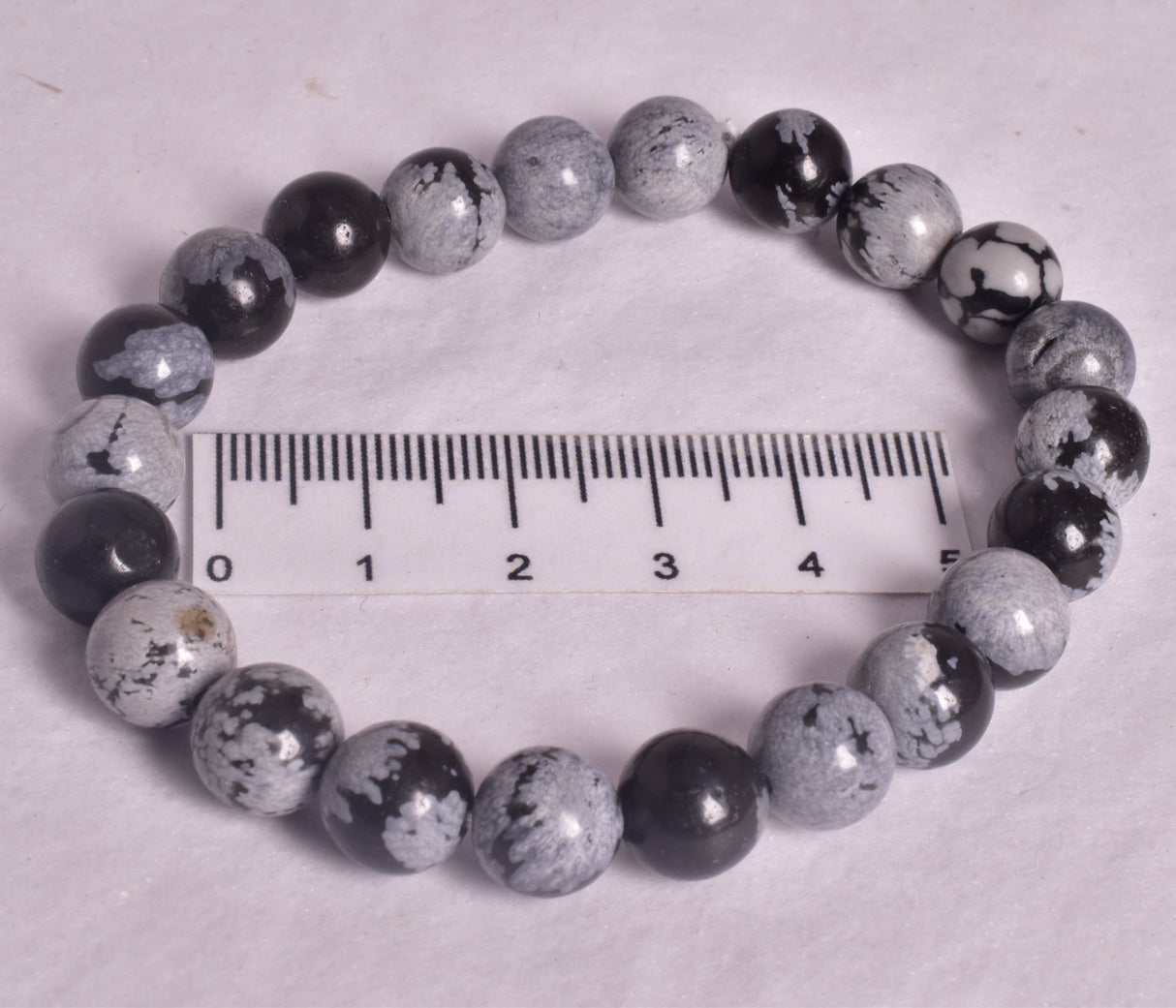 SNOWFLAKE OBSIDIAN BEADED BRACELET J172