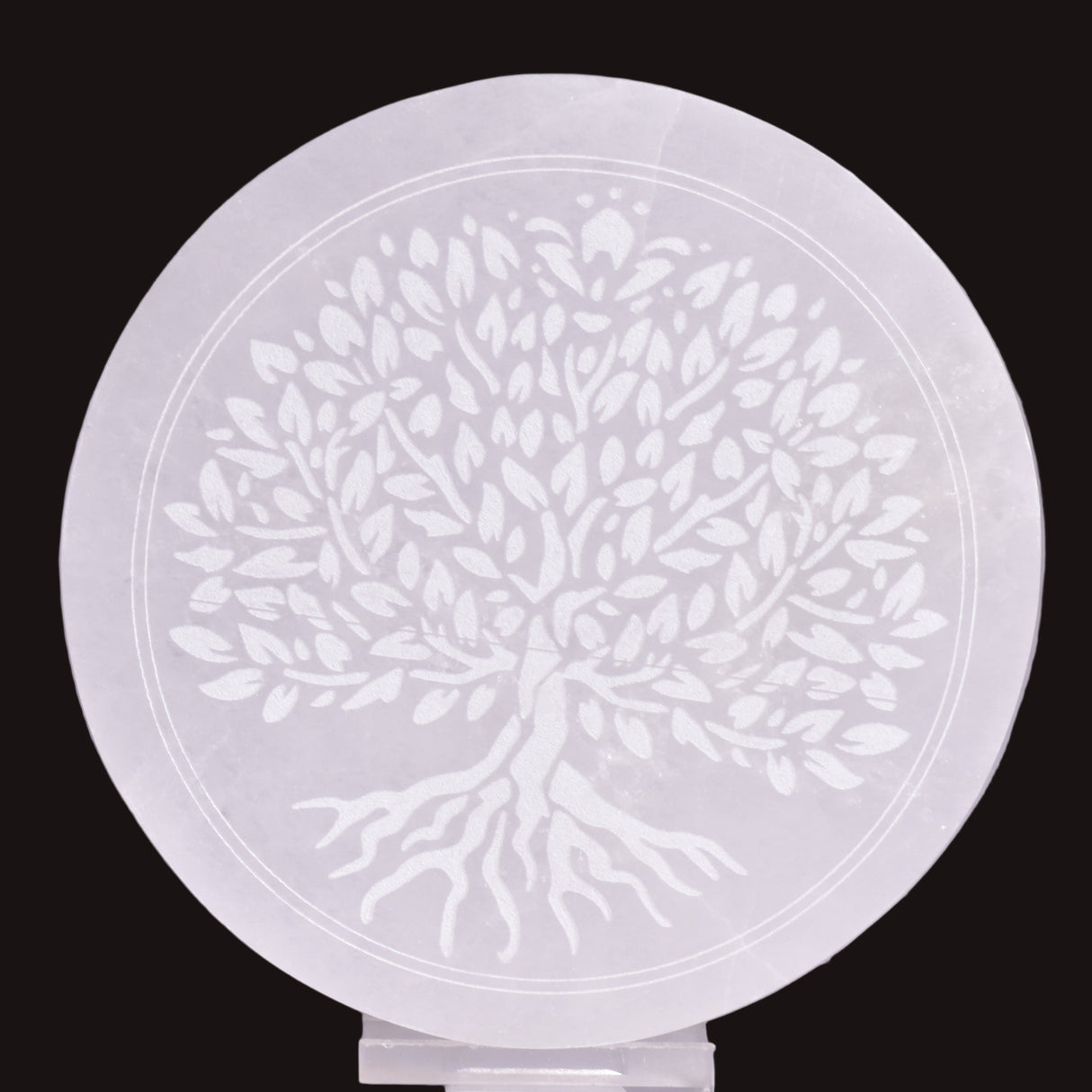 SELENITE TREE OF LIFE ROUND CHARGING PLATE SE6