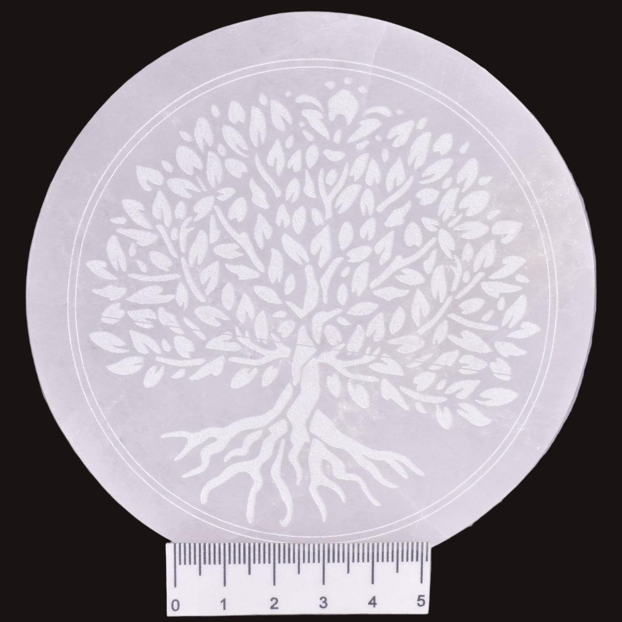 SELENITE TREE OF LIFE ROUND CHARGING PLATE SE6