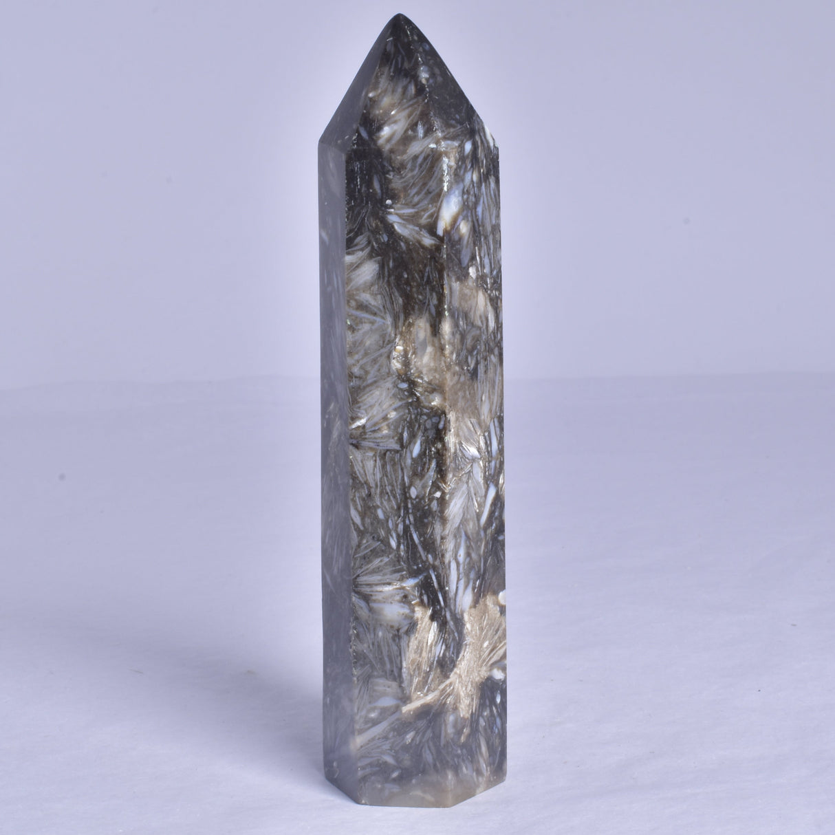 FEATHER AGATE CRYSTAL 6 SIDED POINT GENERATOR P765