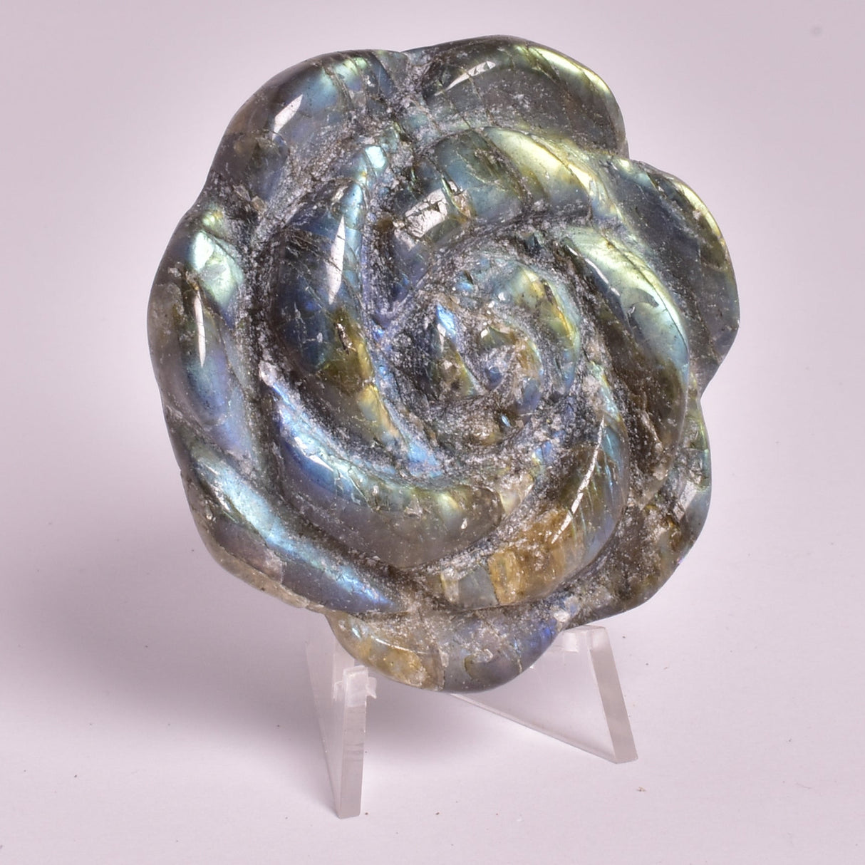 LABRADORITE POLISHED ROSE CARVING P1039