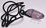 AMETHYST NATURAL POINT PENDANT ON LEATHER LOOK NECKLACE J38