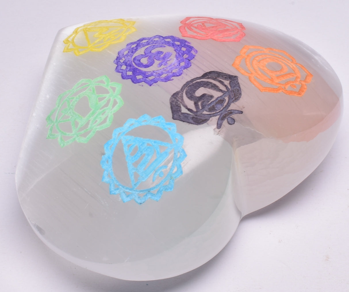 SELENITE CHAKRA PUFFY HEARTS SE22