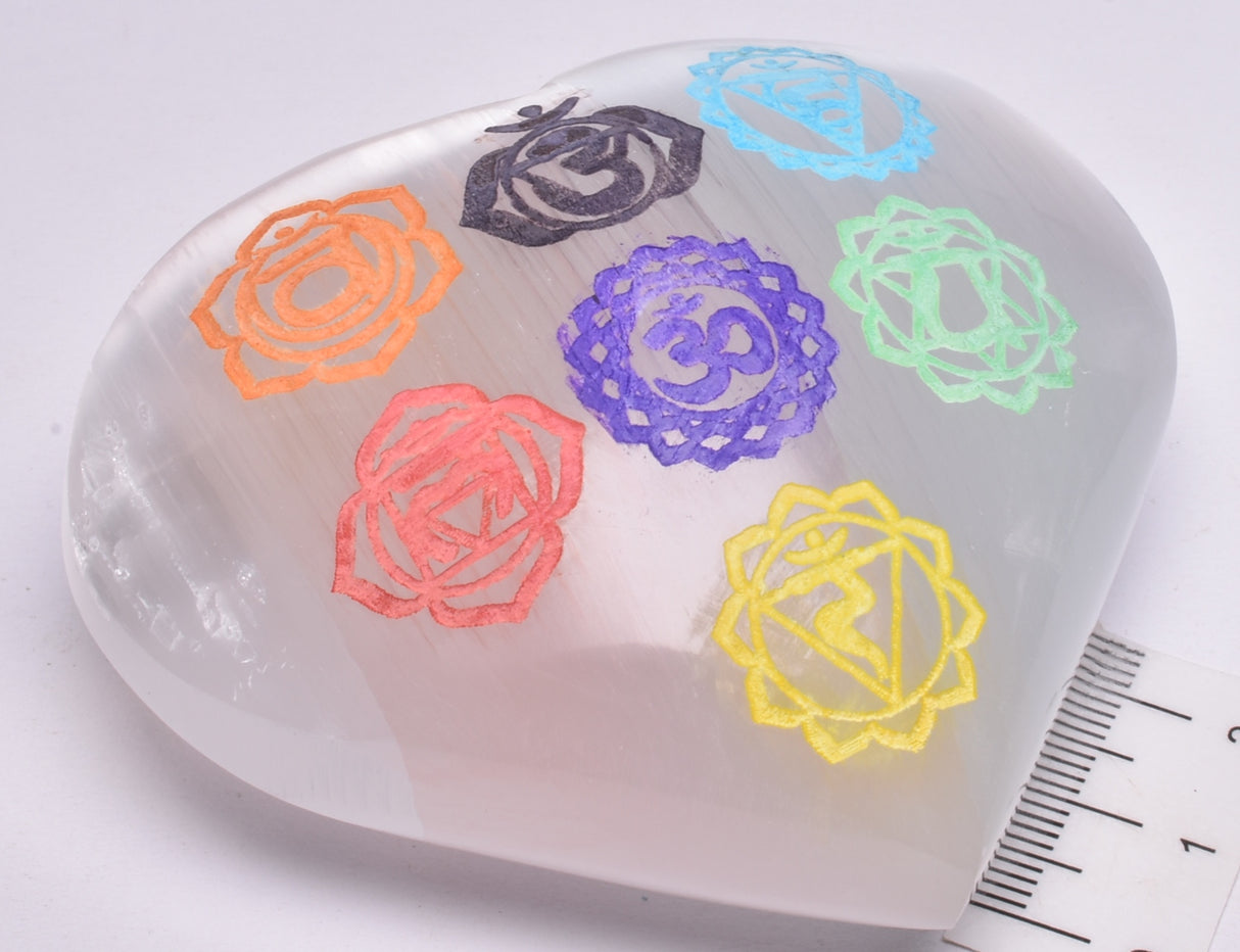 SELENITE CHAKRA PUFFY HEARTS SE22