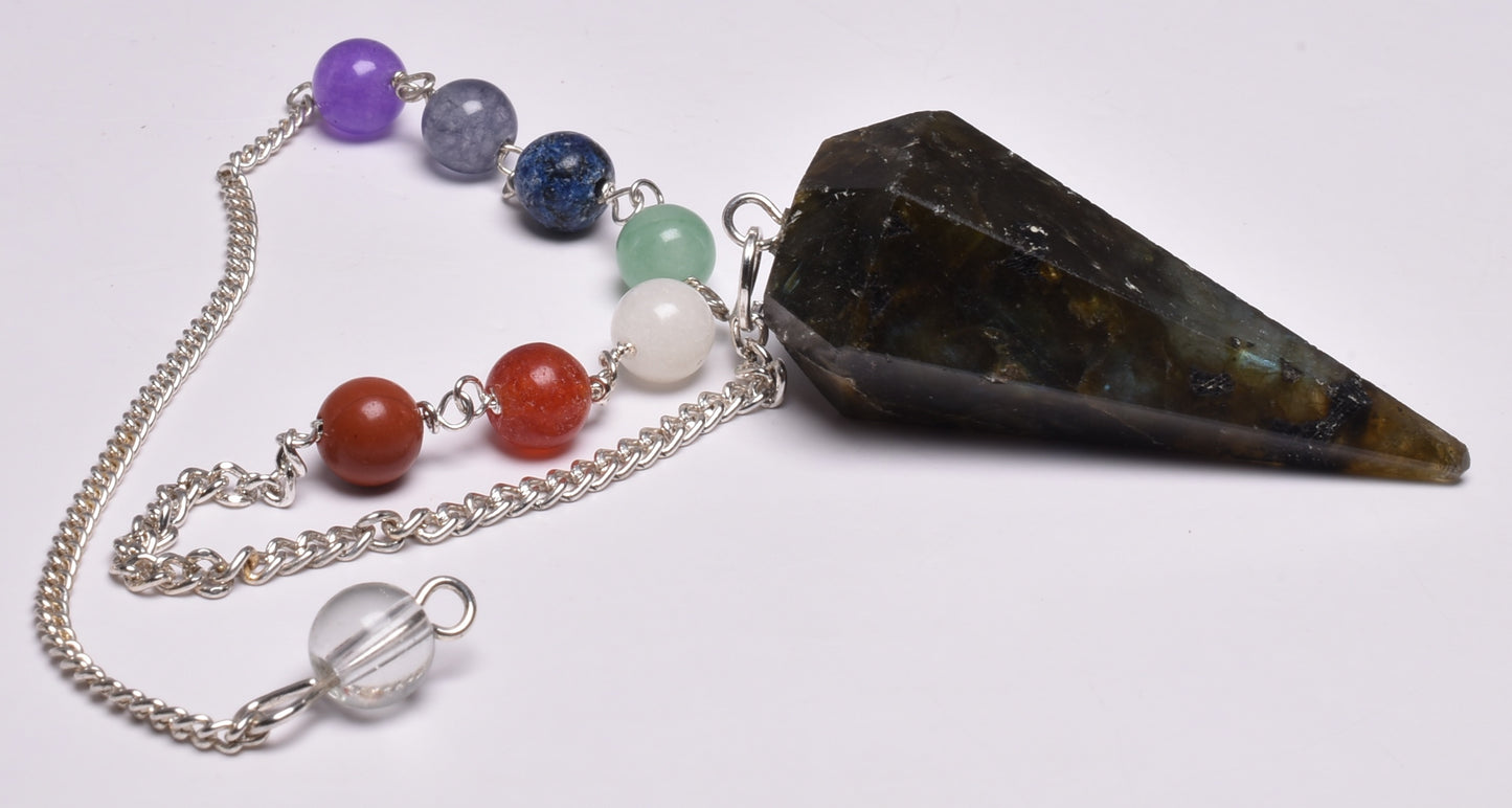 CHAKRA CRYSTAL LABRADORITE PENDULUM P119