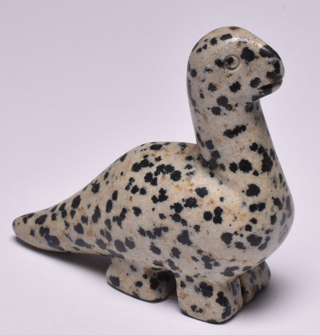 CRYSTAL DALMATION JASPER DINOSAUR CARVING P44