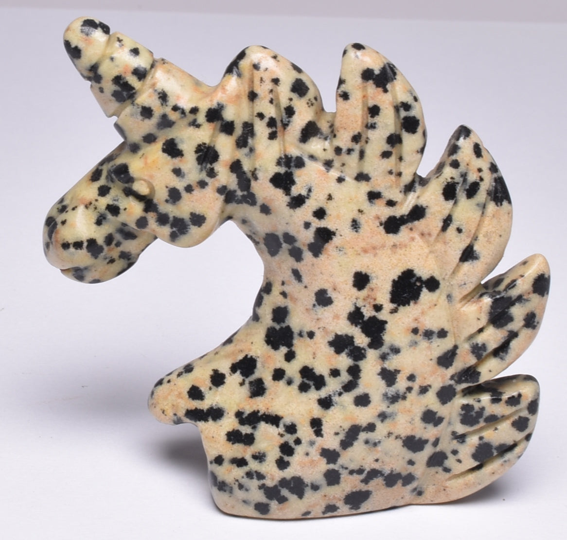DALMATION JASPER UNICORN CARVING P52