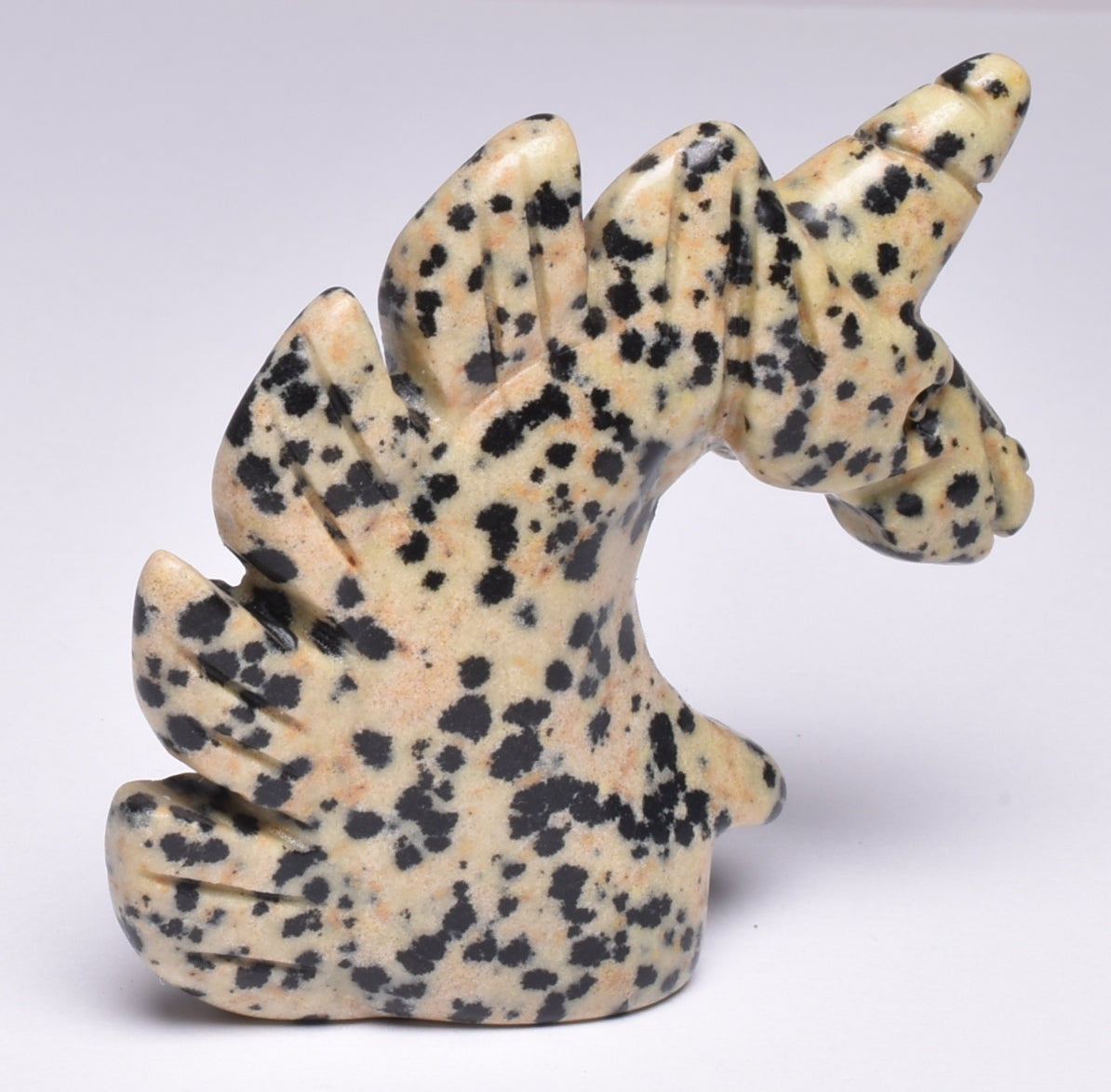 DALMATION JASPER UNICORN CARVING P52