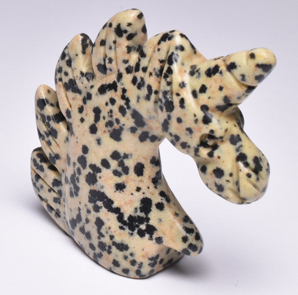 DALMATION JASPER UNICORN CARVING P52
