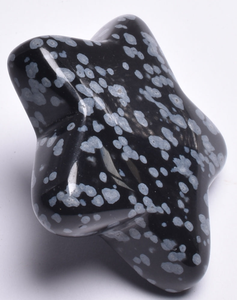 SNOWFLAKE OBSIDIAN CRYSTAL STAR CARVING P959