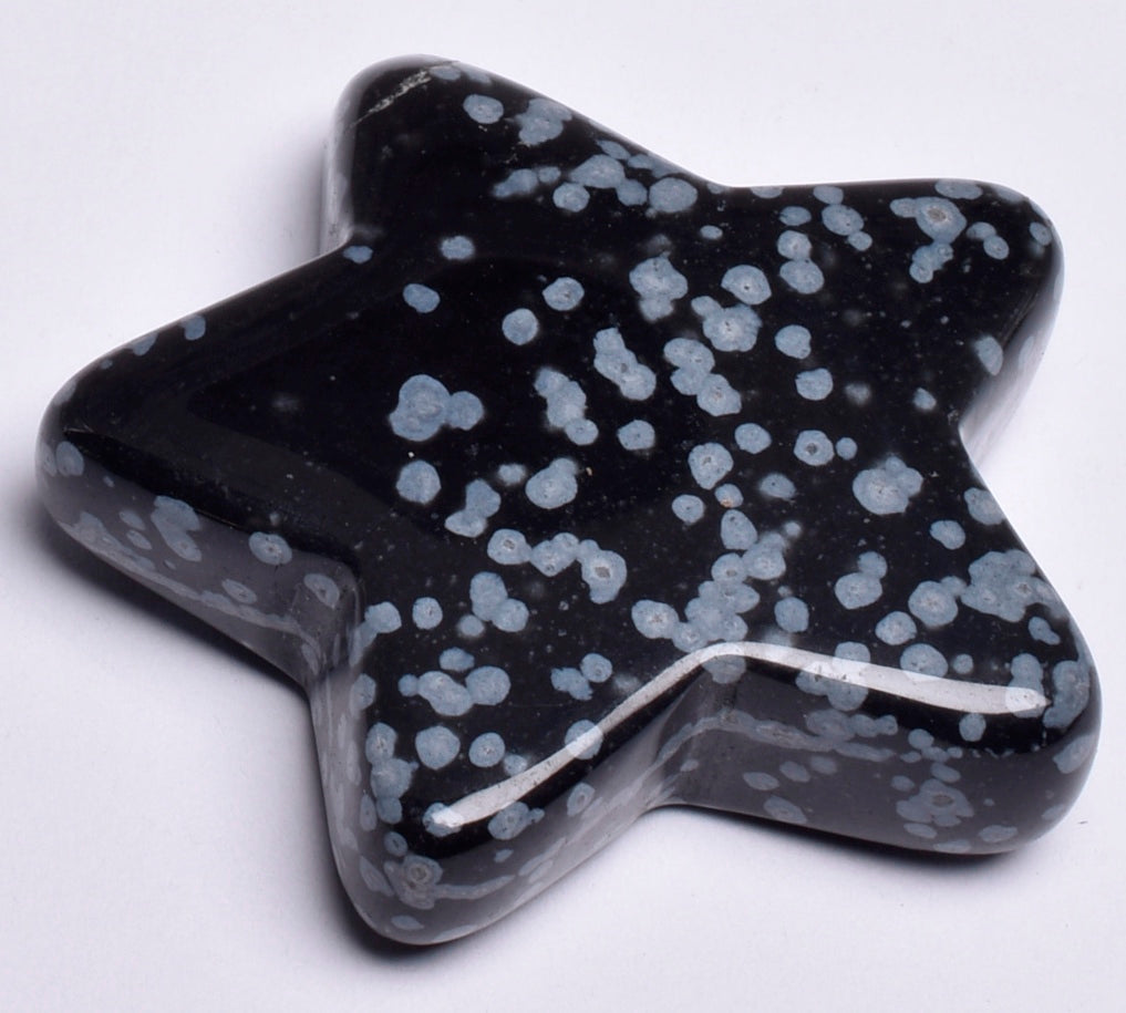 SNOWFLAKE OBSIDIAN CRYSTAL STAR CARVING P889