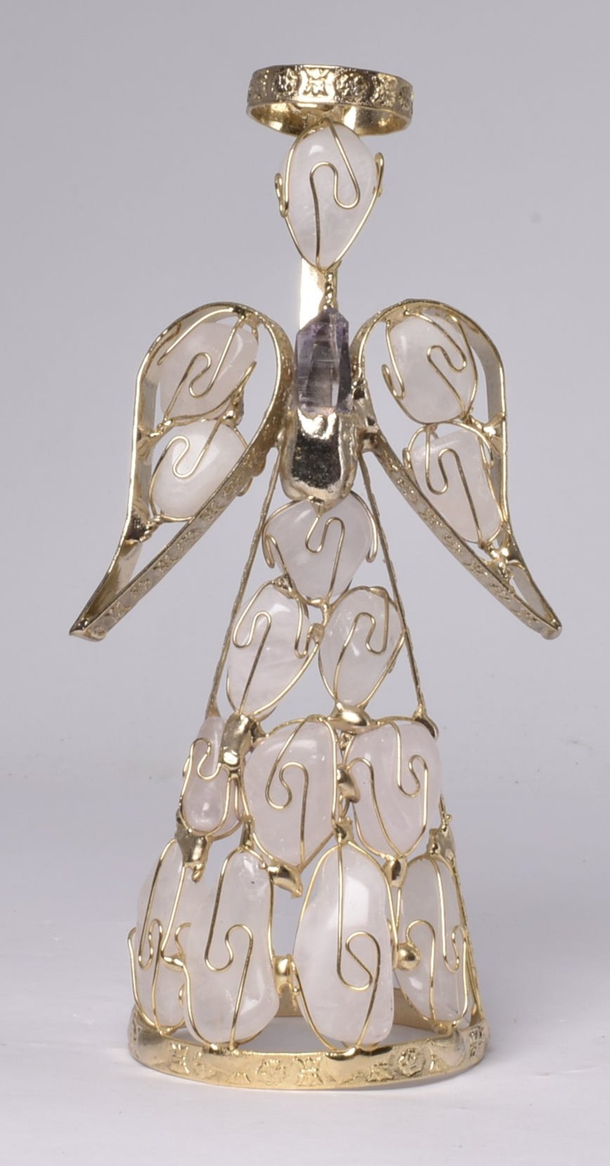 ROSE QUARTZ ANGEL with AMETHYST POINT P936