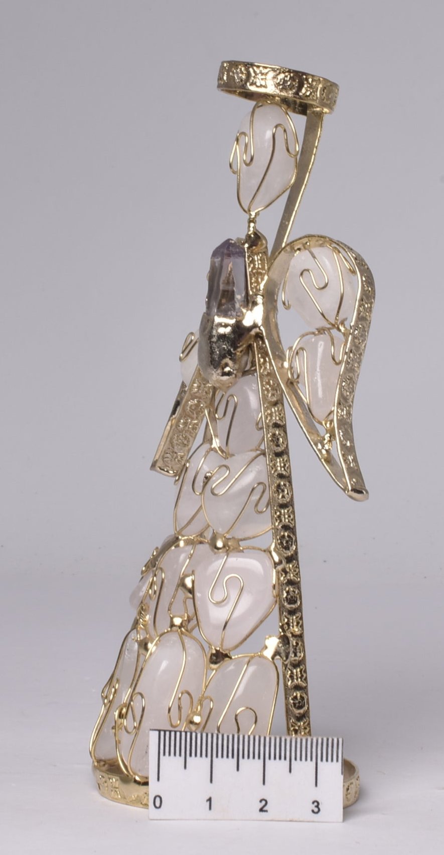 ROSE QUARTZ ANGEL with AMETHYST POINT P936