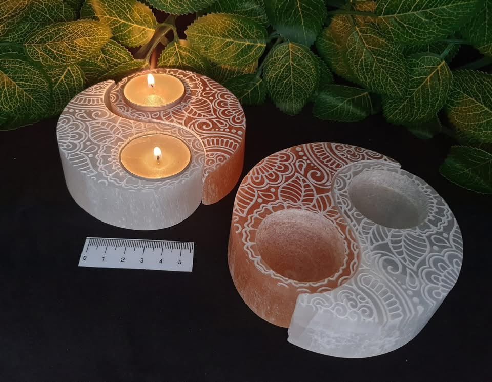 SELENITE YIN- YANG TEALIGHT HOLDERS SE23