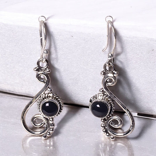 BLACK ONYX DROP EARRINGS J70