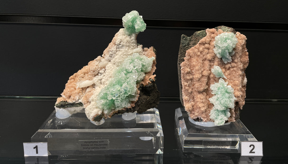 GREEN APOPHYLLITE, STILBITE AND HEULANDITE, India, IGR026-27