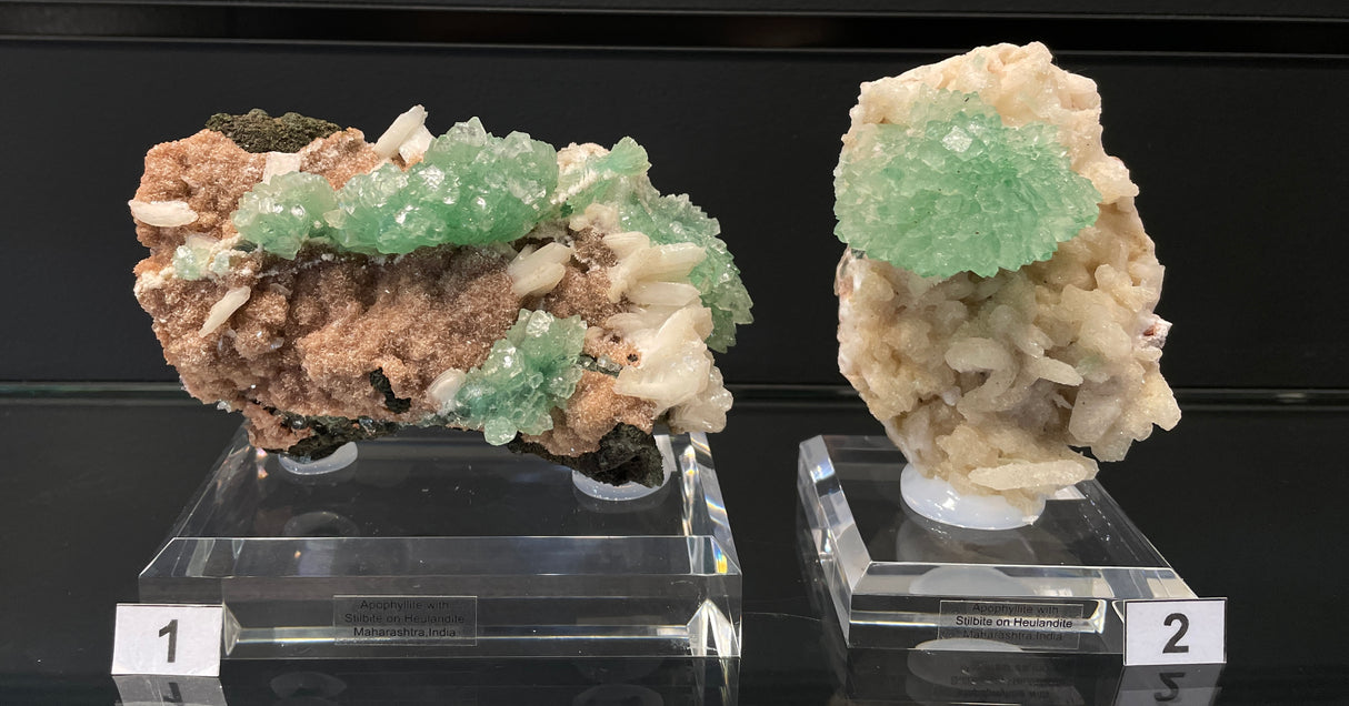 GREEN APOPHYLLITE, STILBITE AND HEULANDITE, India, IGR028-29