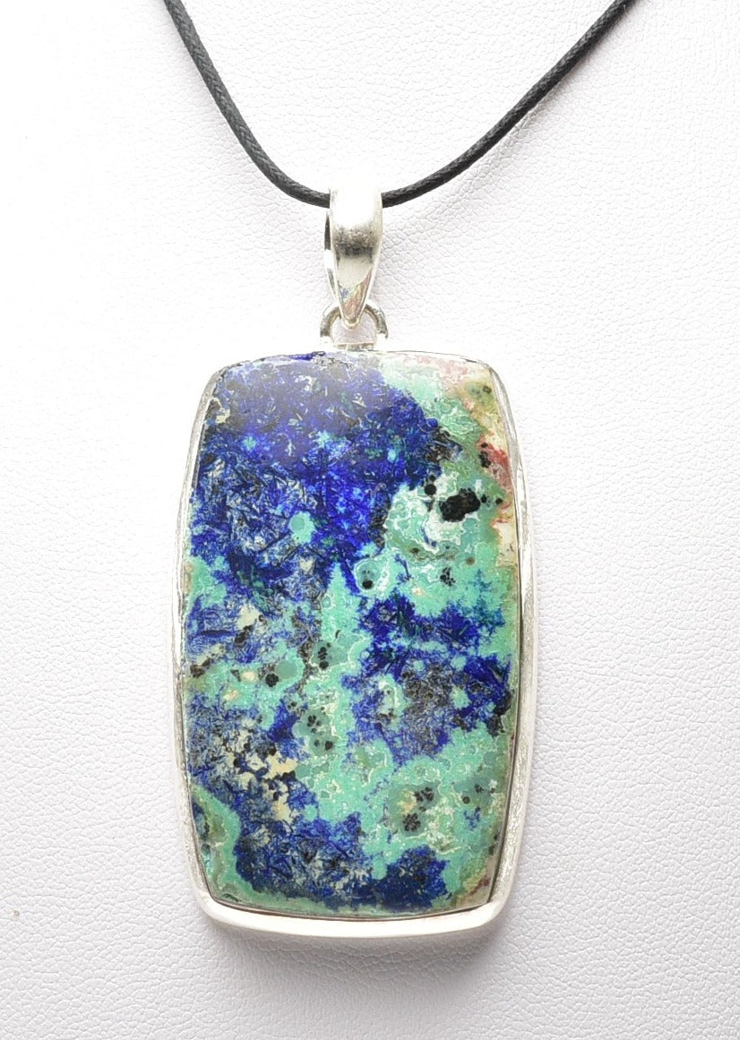 AZURITE & MALACHITE PENDANT set in STERLING SILVER J98
