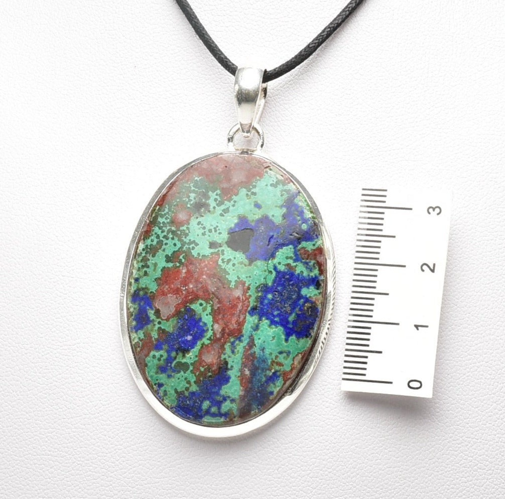 AZURITE & MALACHITE set in STERLING SILVER PENDANT J97