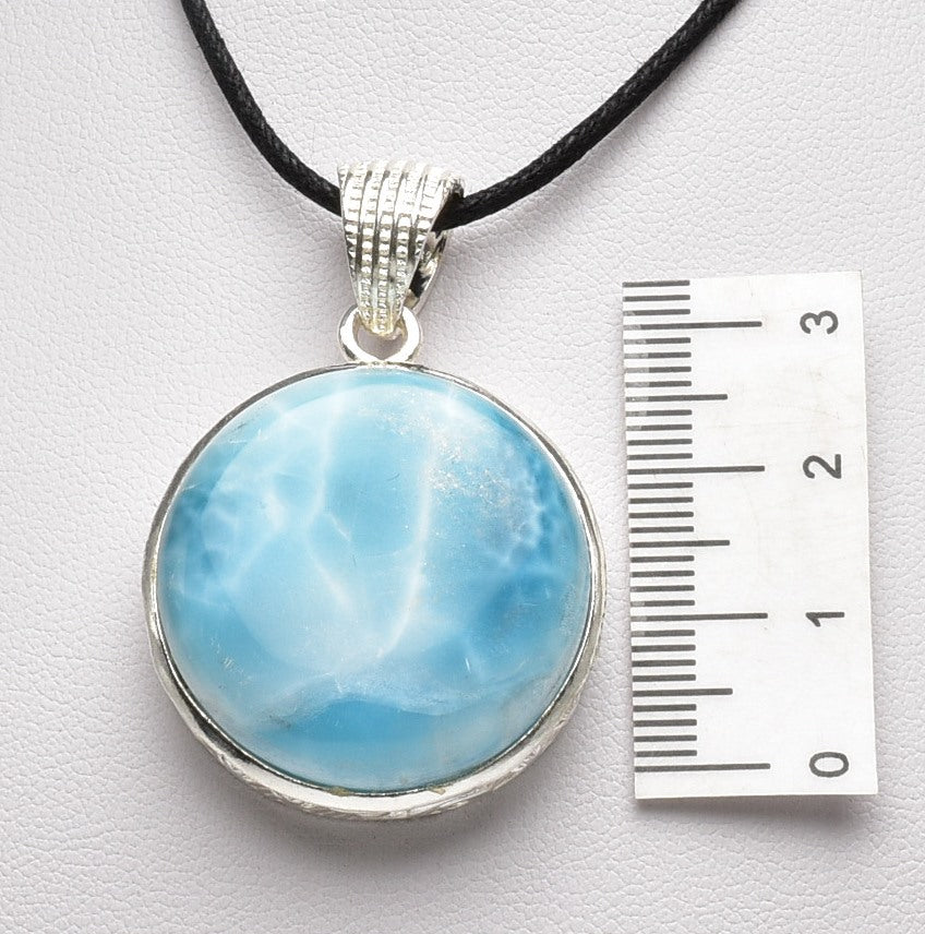 LARIMAR CIRCLE PENDENT set in STERLING SILVER J67