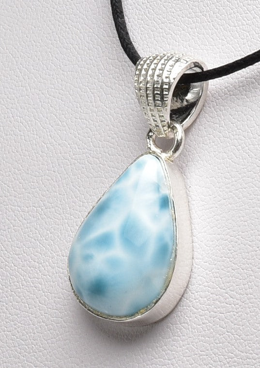 LARIMAR TEAR DROP PENDENT set in STERLING SILVER J71
