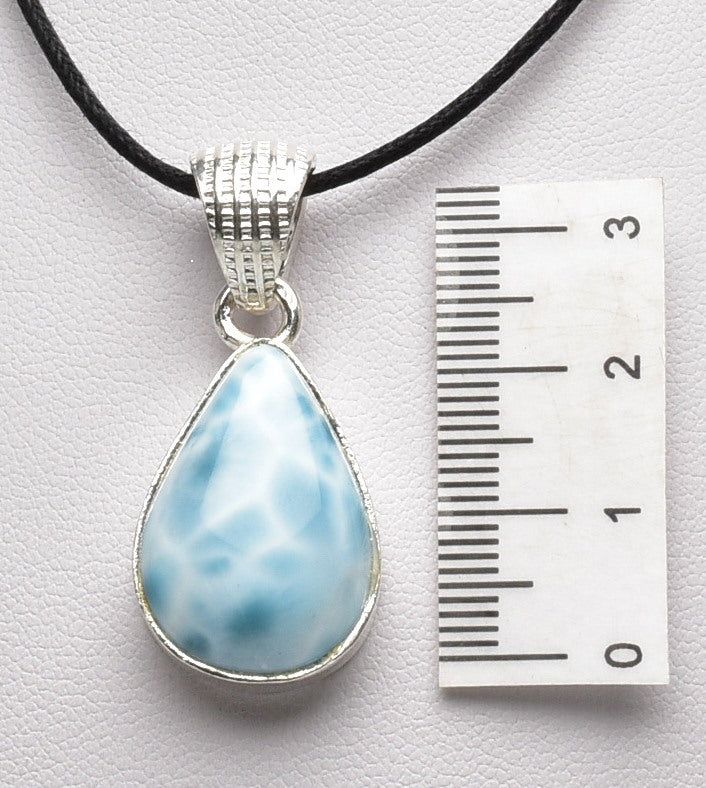 LARIMAR TEAR DROP PENDENT set in STERLING SILVER J71