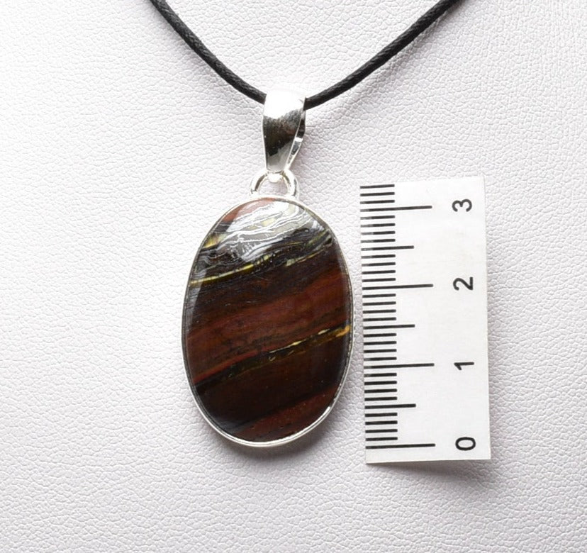 BANDED TIGER IRON PENDANT set in STERLING SILVER J110