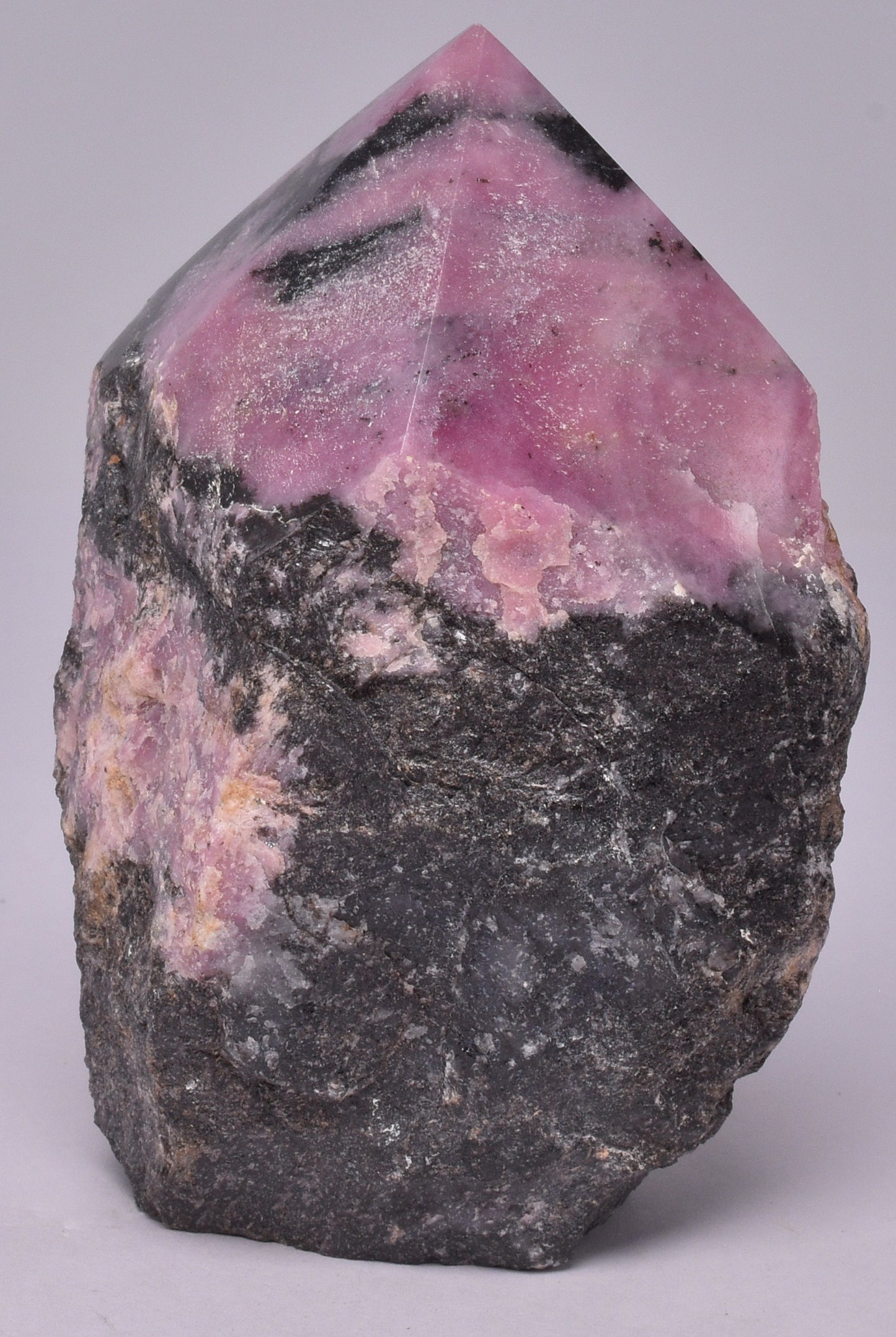 RHODONITE 6 SIDED CARVED POINT P644