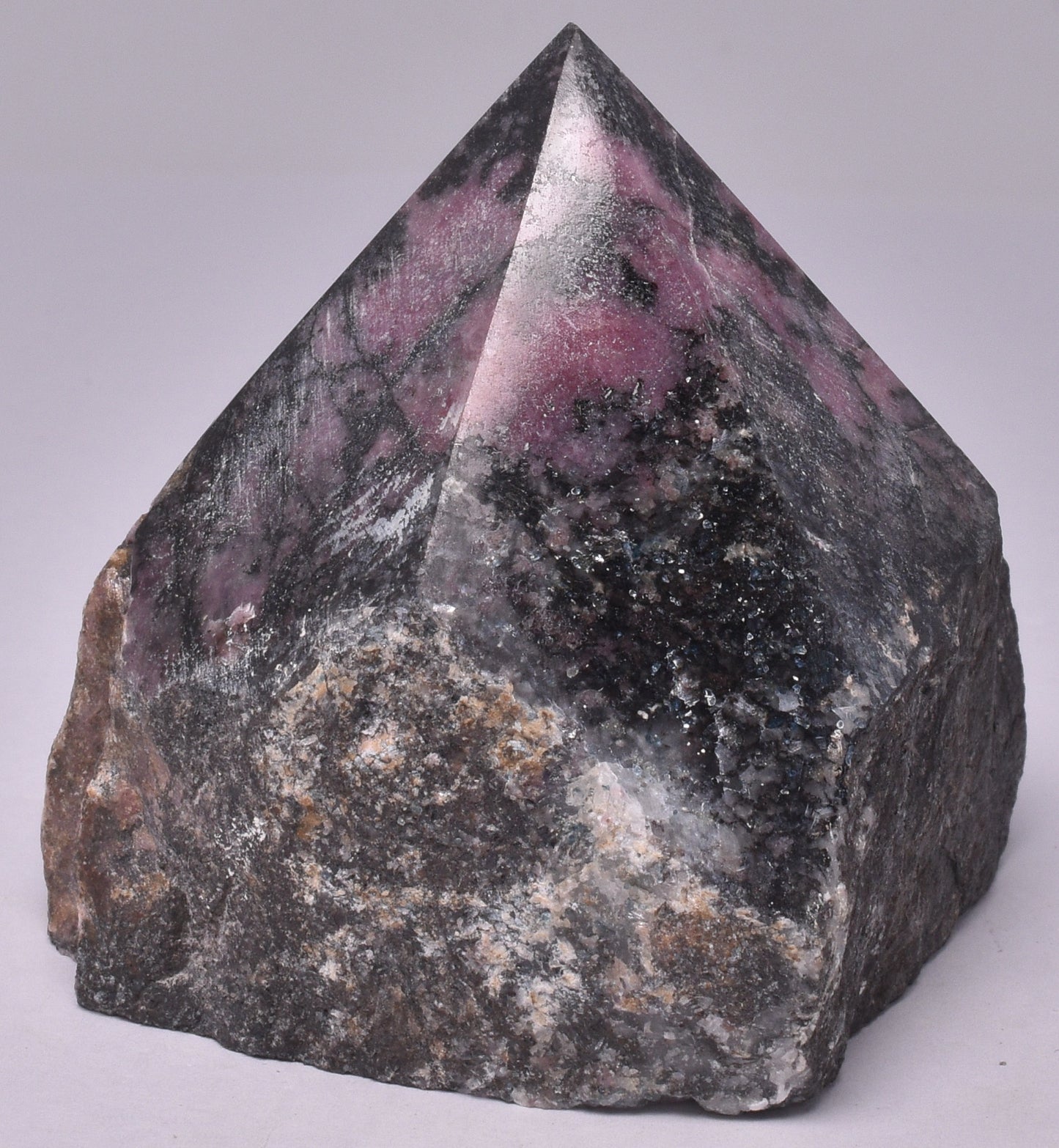 RHODONITE 6 SIDED CARVED POINT P645