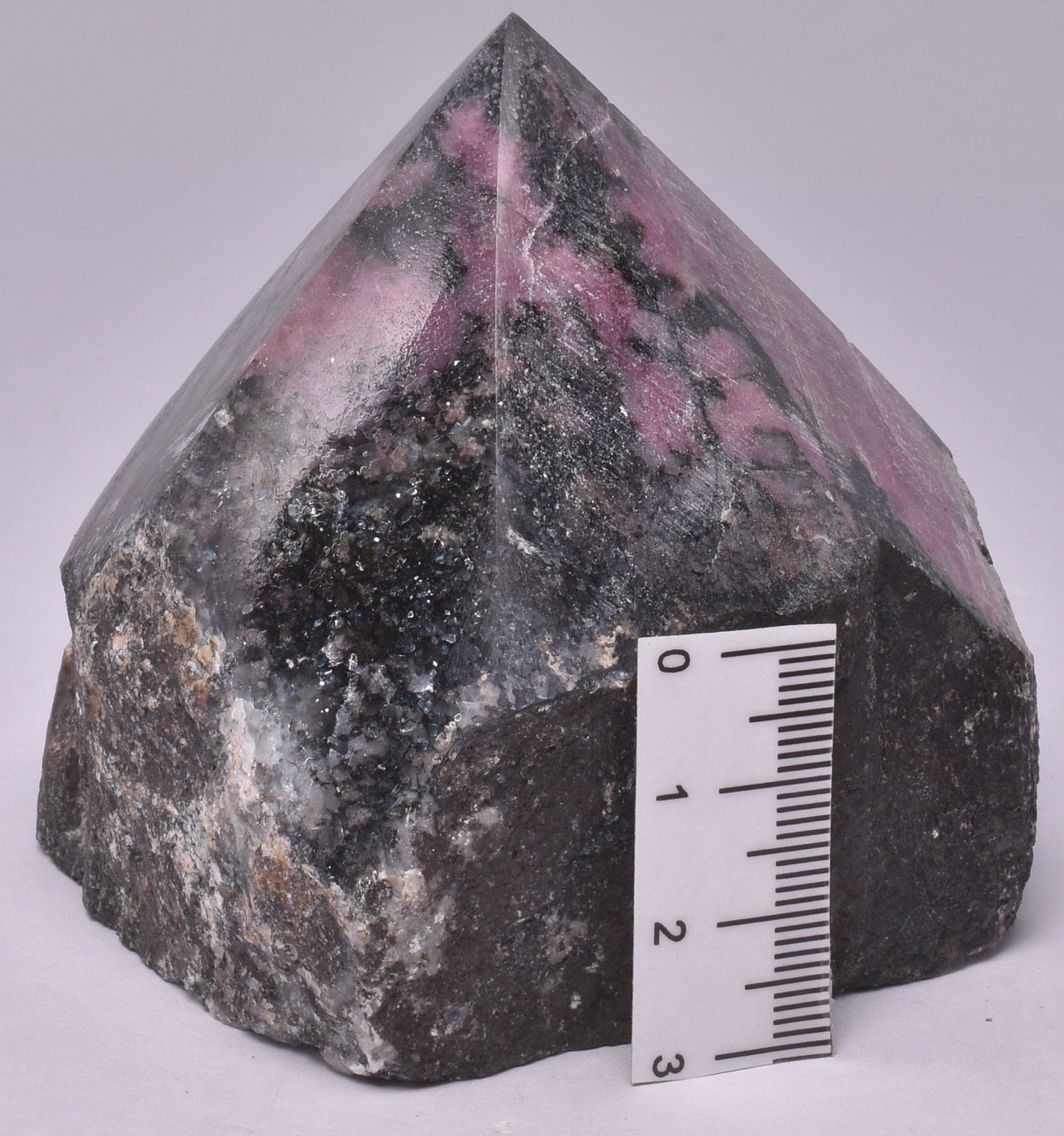RHODONITE 6 SIDED CARVED POINT P645