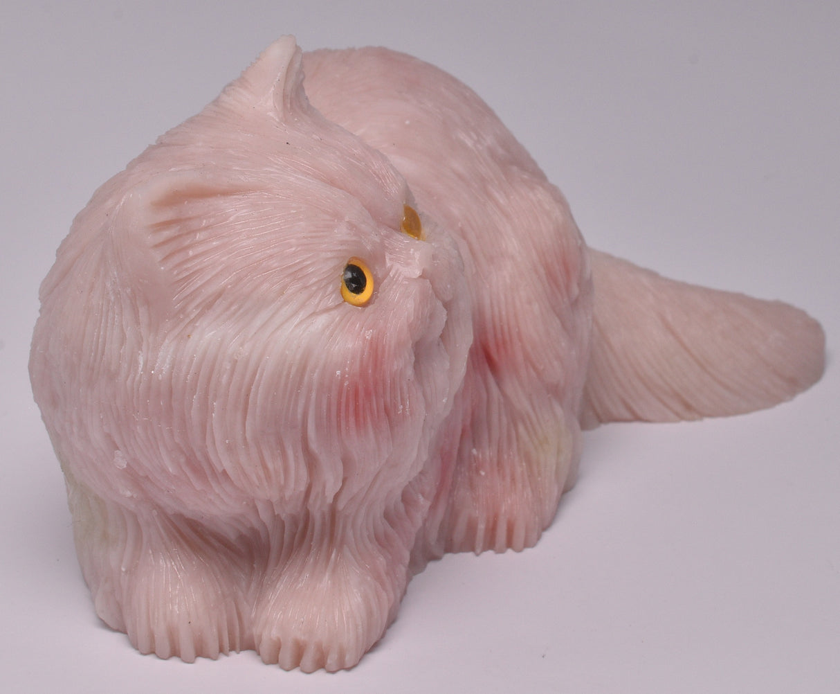 PINK OPAL PERSIAN CAT CARVING P1000