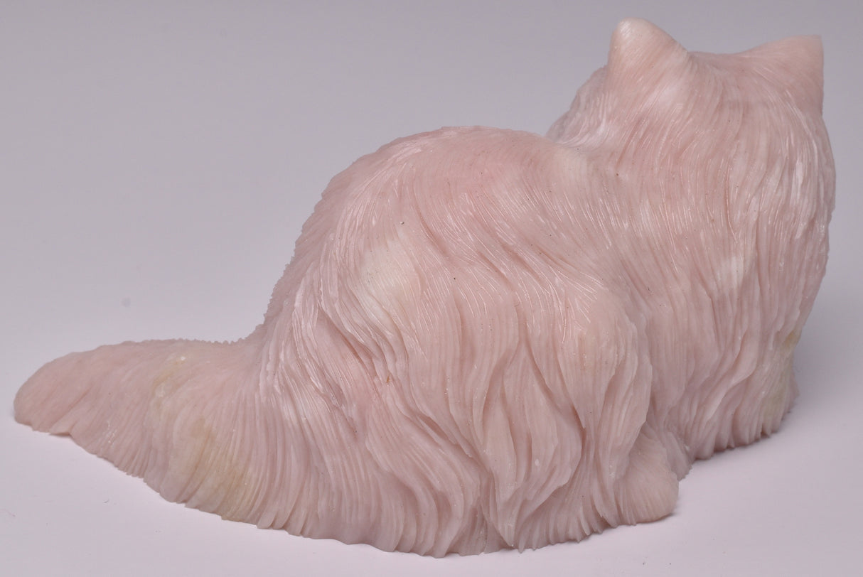 PINK OPAL PERSIAN CAT CARVING P1000