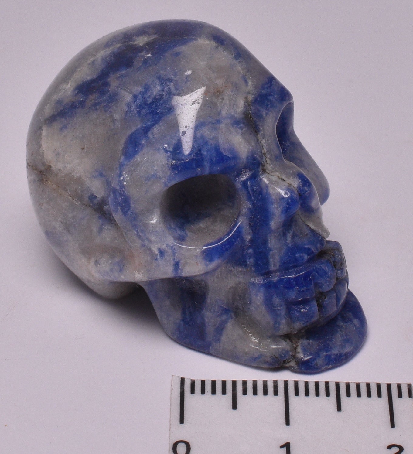 SODALITE CRYSTAL CARVED SKULL P366