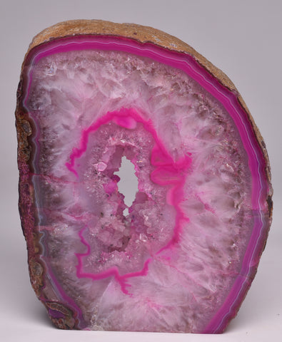 Agate, Dyed, Polished Geode Sliced from Brazil P328