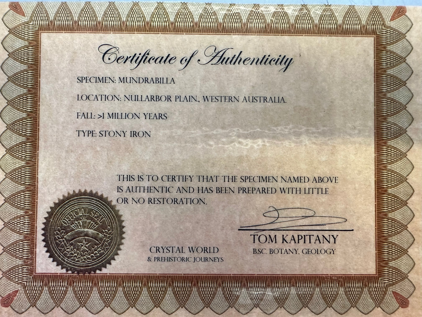 MUNDRABILLA IRON METEORITE 80 GRAMS MT82